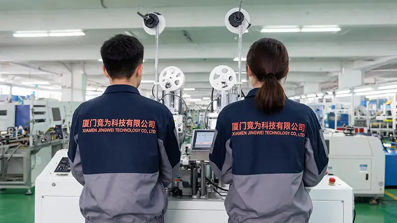 Xiamen Jingwei Technology améliore l'efficacité de sa production avec une nouvelle machine à sertir les bornes automatique