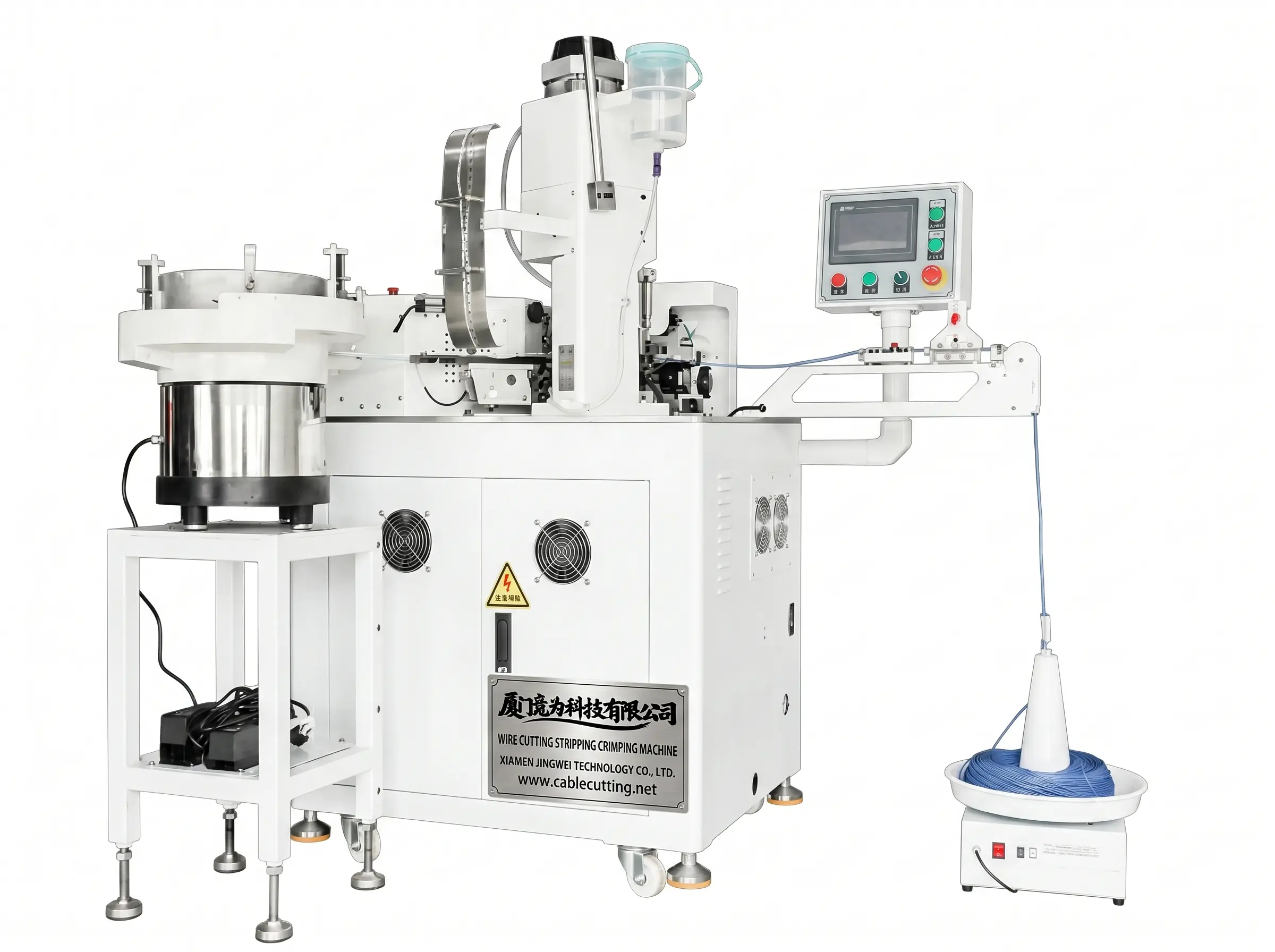 Machine automatique d'insertion de gaine et de sertissage à torsion de câble