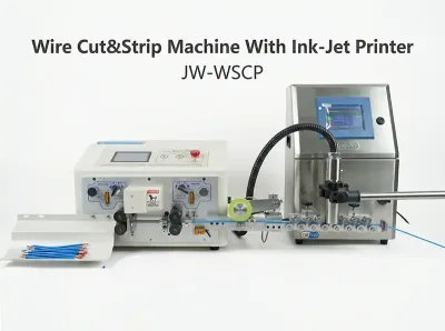 Machine de coupe et dénudage de fils avec imprimante à jet d