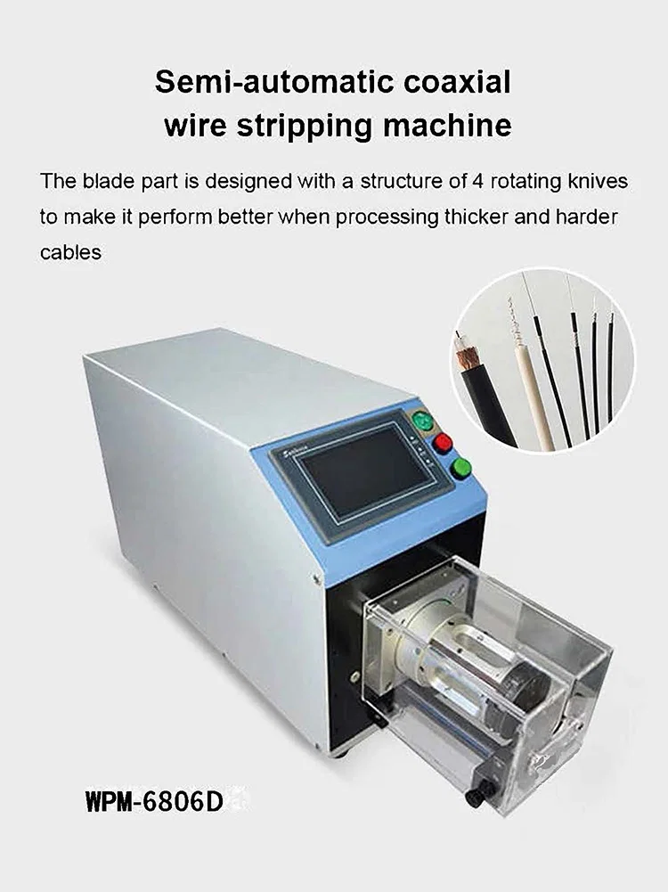 Machine à dénuder les câbles coaxiaux, grande dénudeuse de goupilles de câble carrées, machine à dénuder informatisée, équipement de fabrication de câbles coaxiaux, dénudeuse rotative à fil