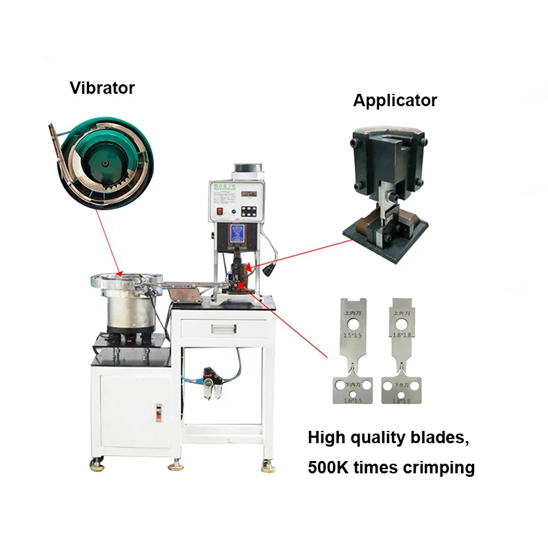 Machine à sertir les bornes lâches avec alimentation par plaque vibrante, machine à sertir les bornes libres de fil, sertissage des cosses de câble