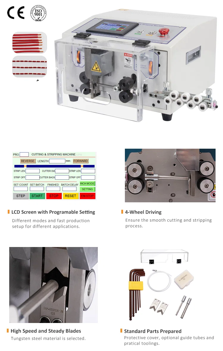 Machine de découpe de fil de contrôle à écran tactile 0,1 - 8 mm2 WPM-ES Machine de découpe de fil automatique, machine de découpe de câbles, machine de dénudage de fils 